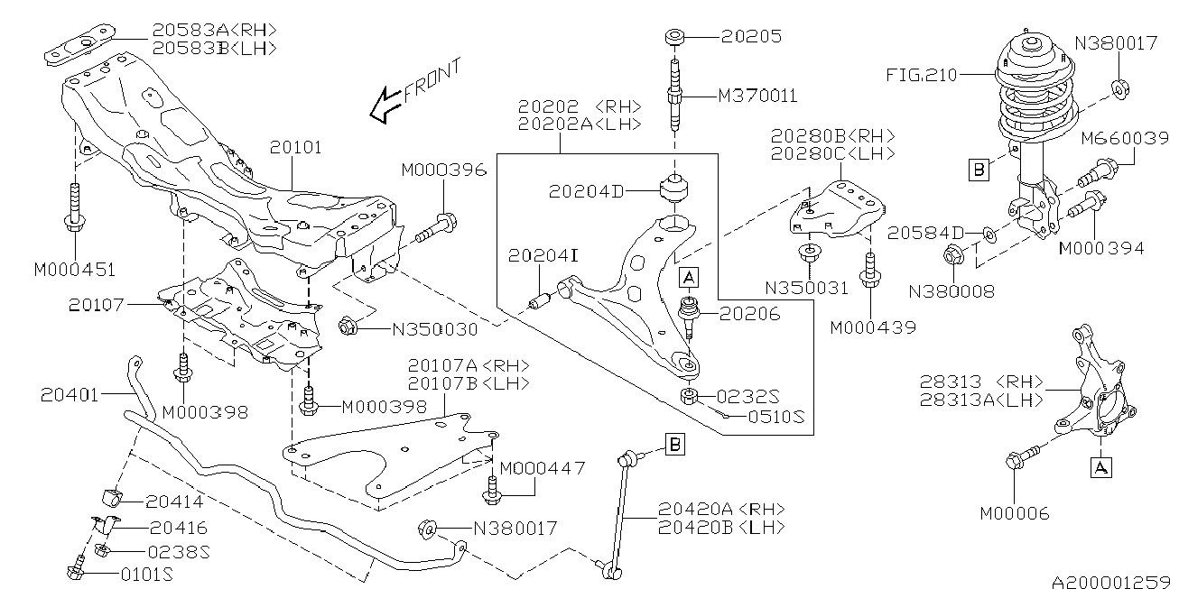 Subaru 20204-AG030 - Piekare, Šķērssvira autodraugiem.lv