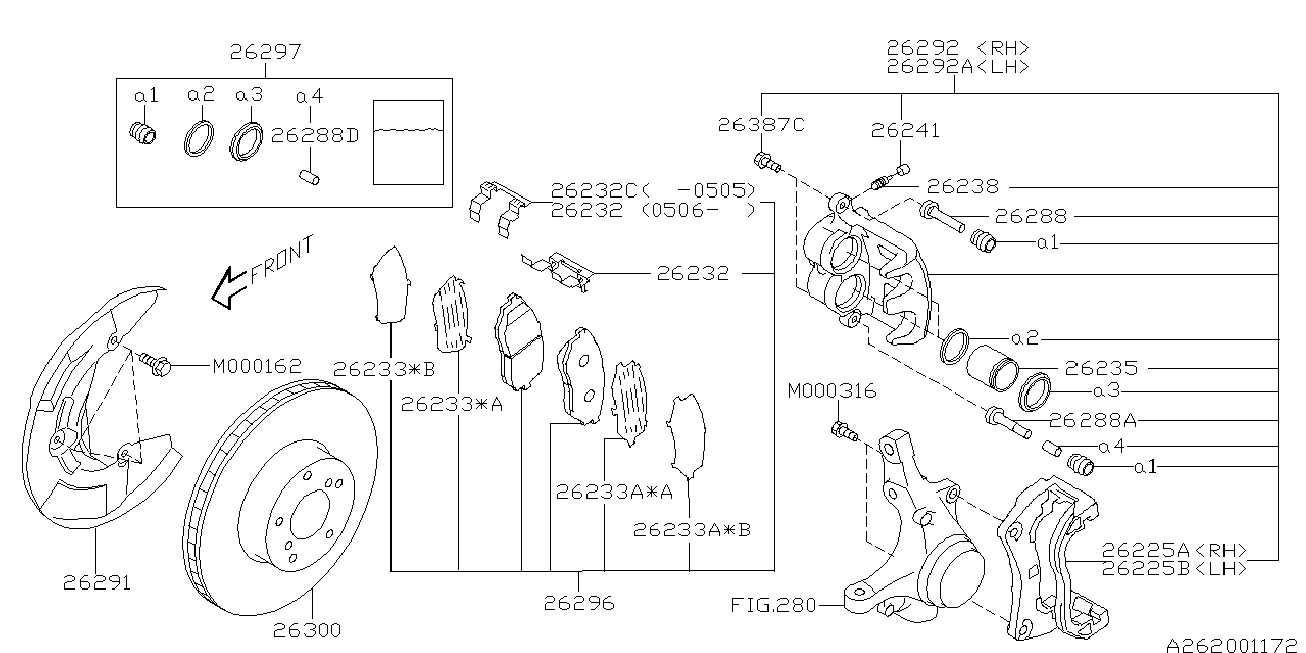 Subaru 26296-XA000 - Bremžu uzliku kompl., Disku bremzes autodraugiem.lv