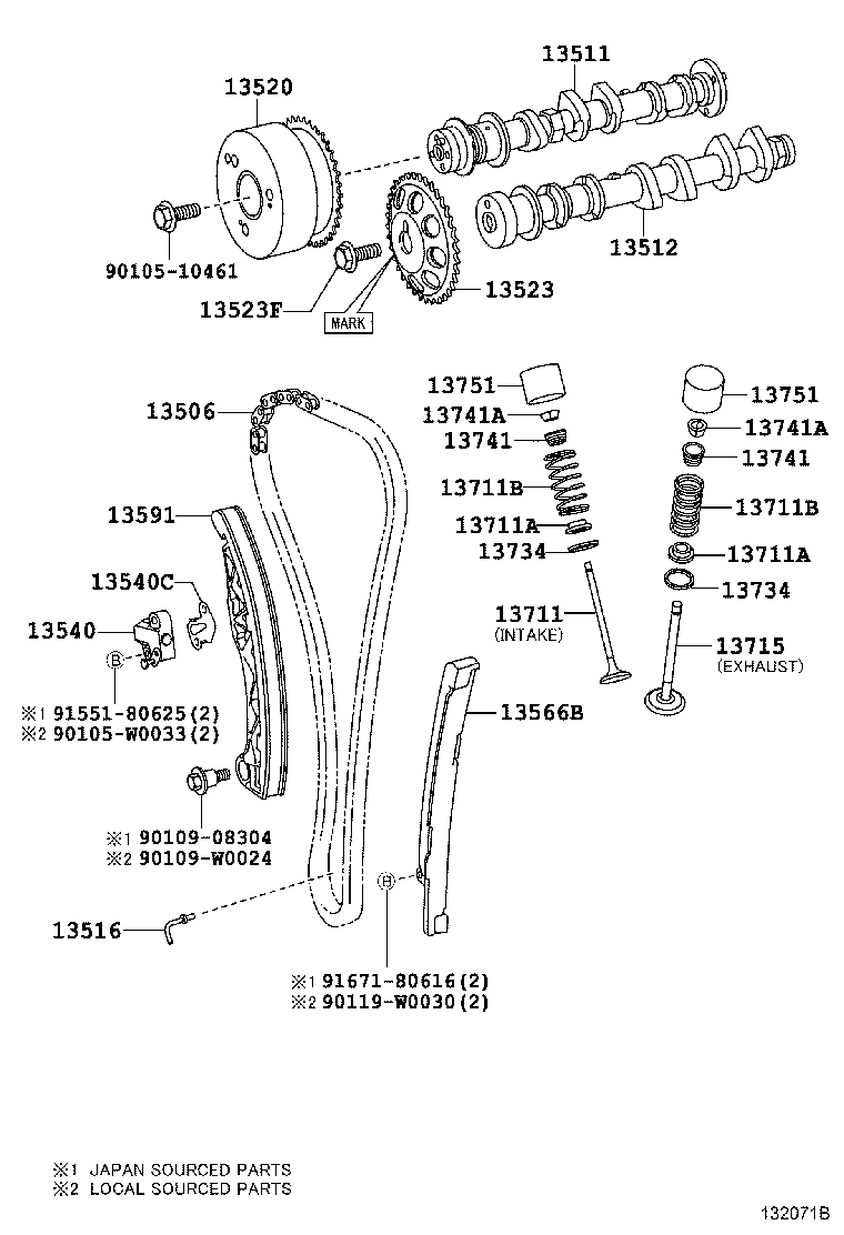 TOYOTA 13566-0Q020 - Sadales vārpstas piedziņas ķēdes komplekts autodraugiem.lv