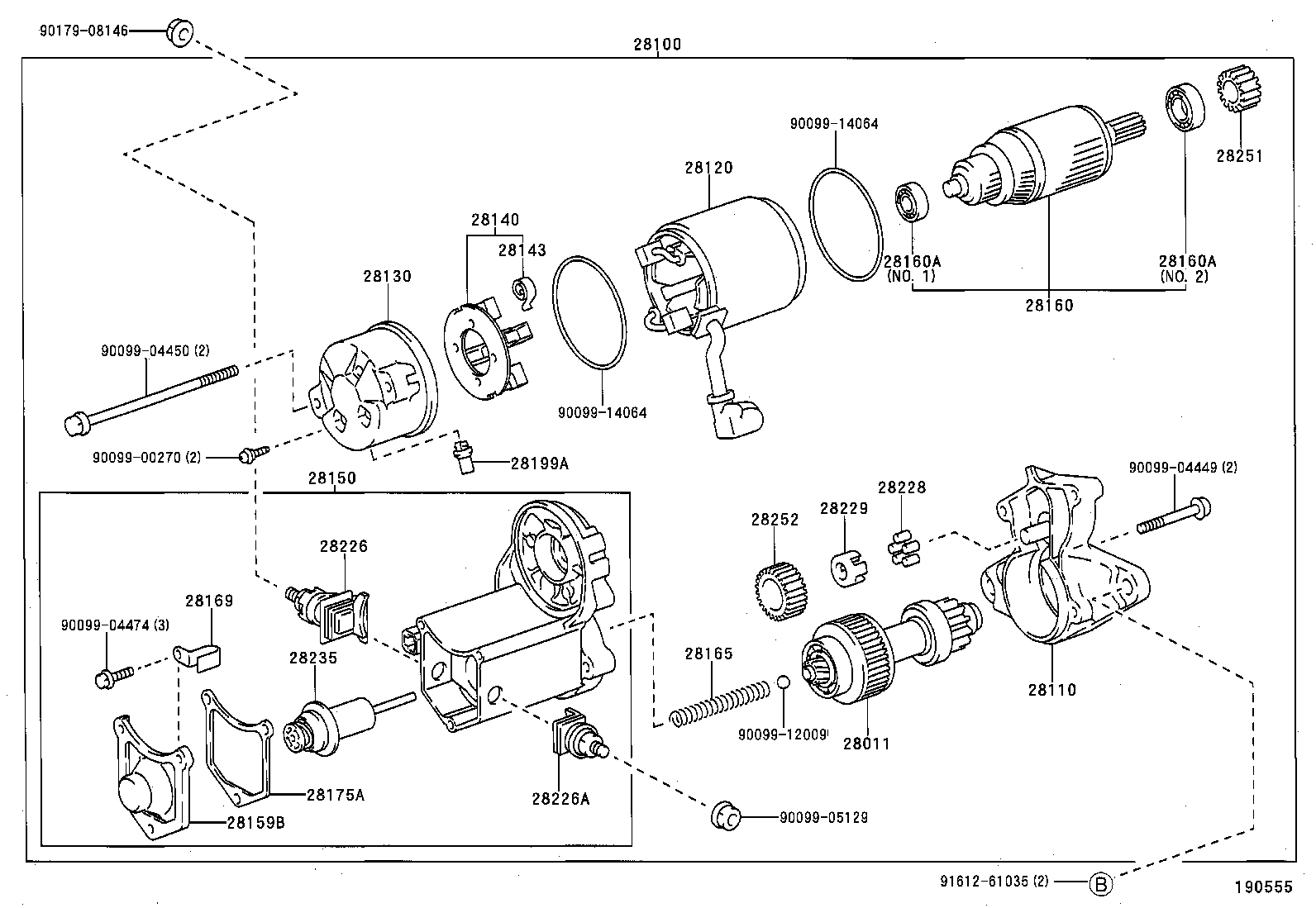 TOYOTA 28140-74010 - Ogļu sukas, Starteris autodraugiem.lv