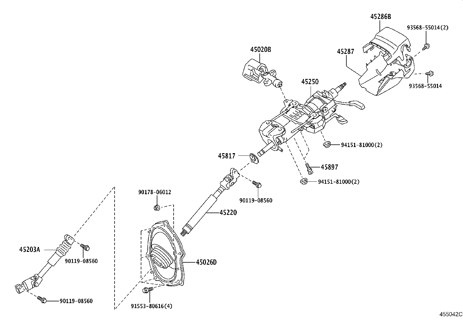 TOYOTA 4522060231 - Šarnīrs, Stūres sviras vārpsta autodraugiem.lv