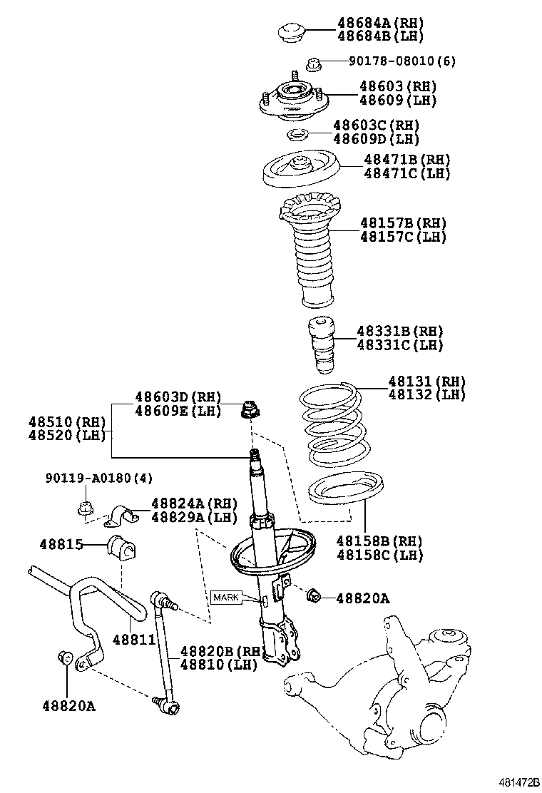 LEXUS 48609-01050 - SUPPORT SUB-ASSY, FRONT SUSPENSION, RH autodraugiem.lv