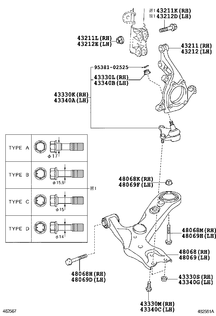 LEXUS 48068-12300* - Neatkarīgās balstiekārtas svira, Riteņa piekare autodraugiem.lv