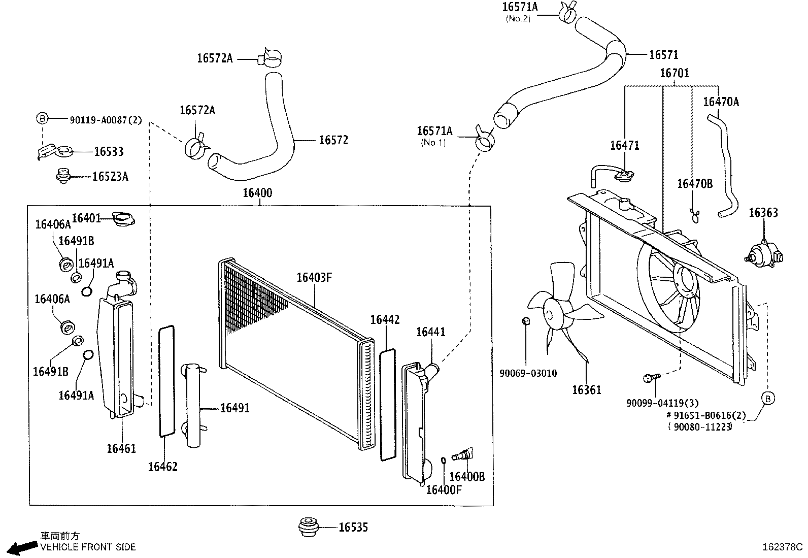 Pontiac 16711-0D072 - Ventilators, Motora dzesēšanas sistēma autodraugiem.lv