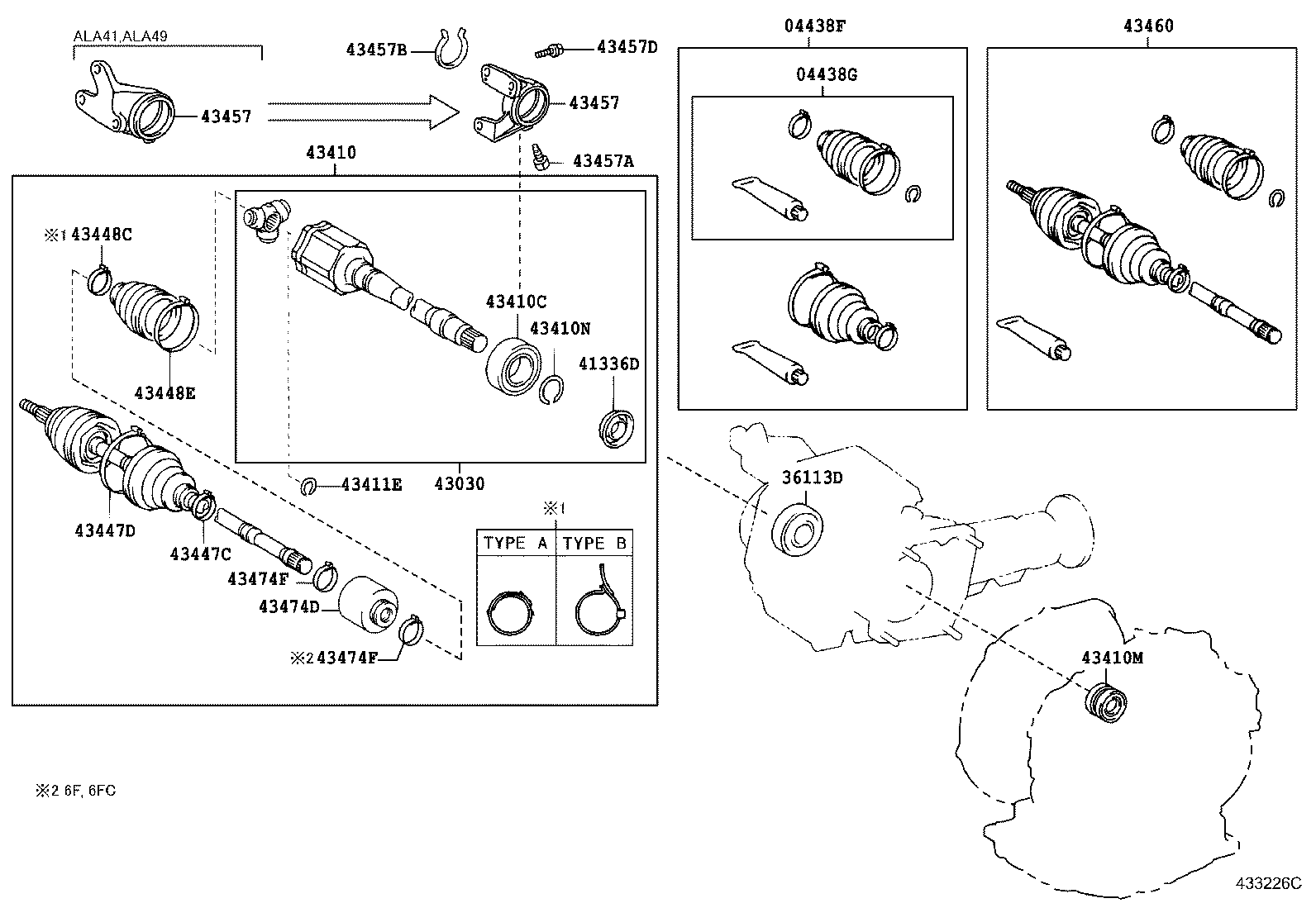 TOYOTA 4347049835 - Šarnīru komplekts, Piedziņas vārpsta autodraugiem.lv