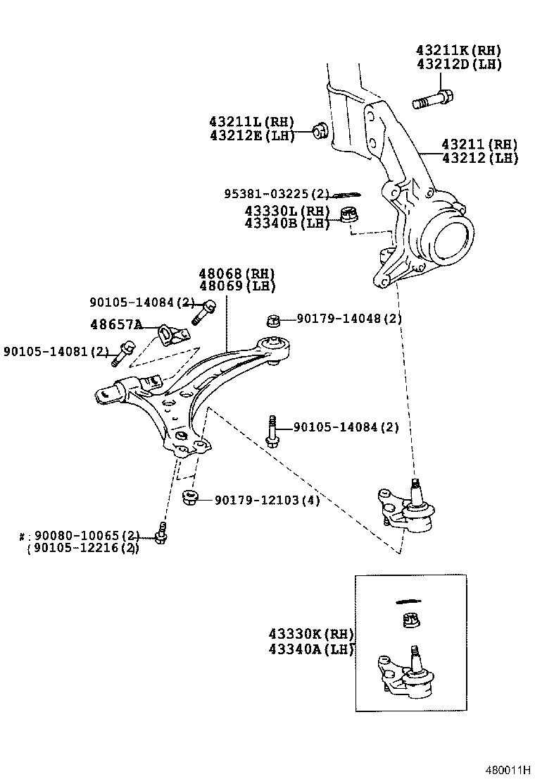 LEXUS 48069-33030 - Neatkarīgās balstiekārtas svira, Riteņa piekare autodraugiem.lv