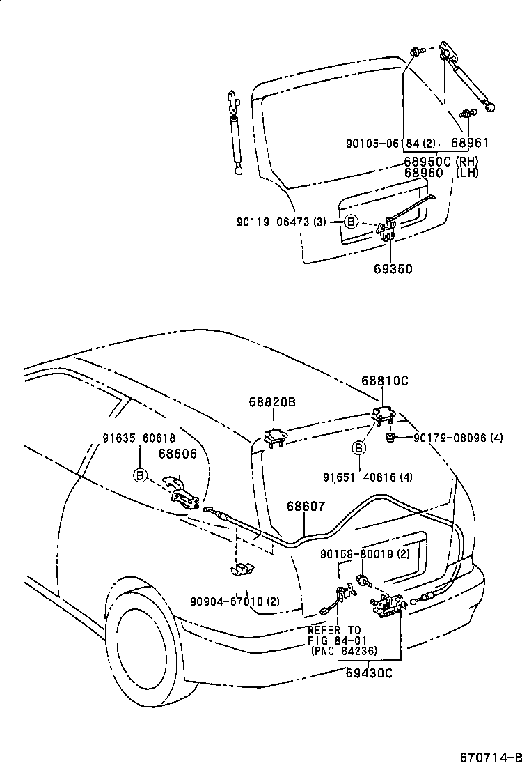 TOYOTA 68960-19805 - Gāzes atspere, Bagāžas / Kravas nodalījuma vāks autodraugiem.lv