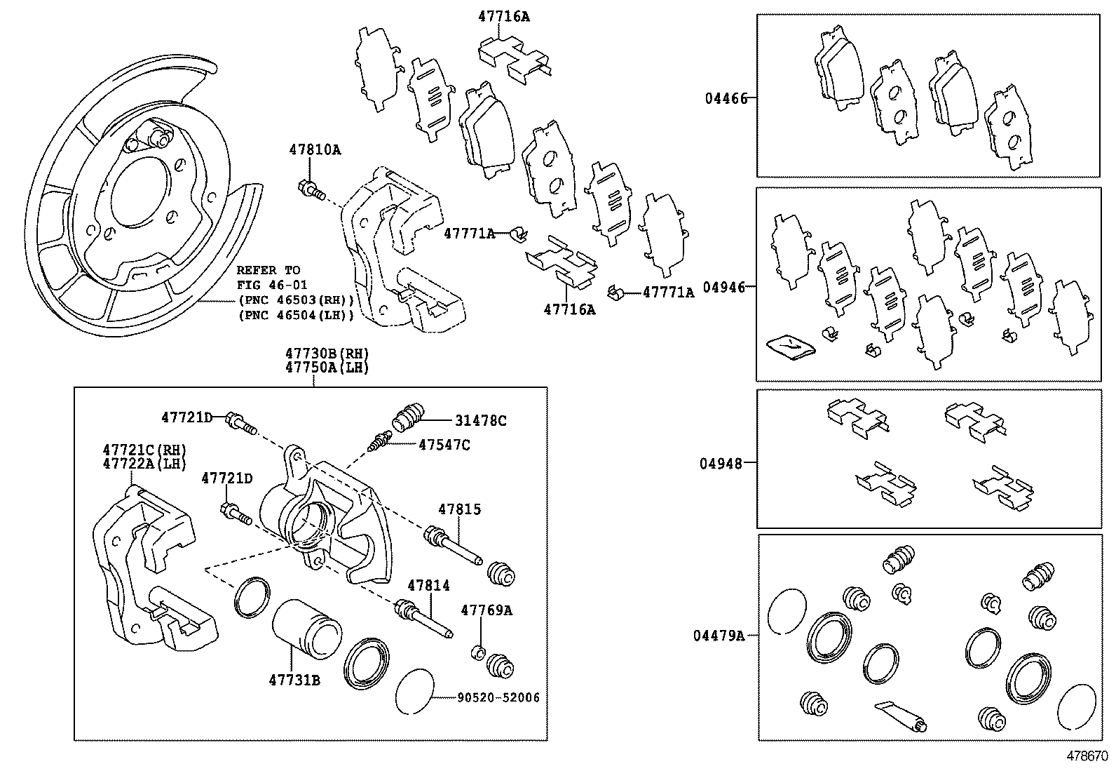 TOYOTA 04479-33350 - Remkomplekts, Bremžu suports autodraugiem.lv