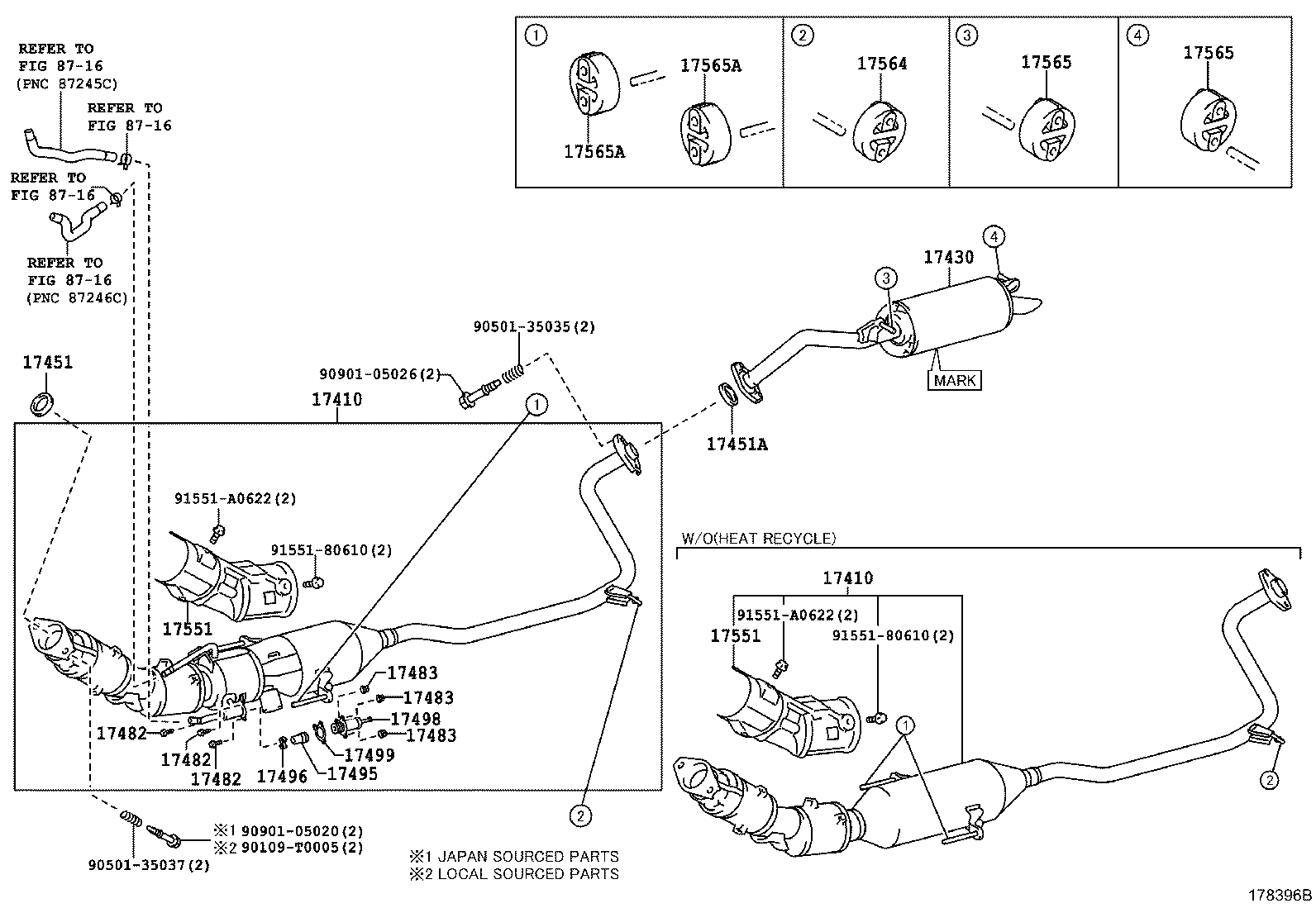 TOYOTA 90501-35035 - Atspere, Trokšņu slāpētājs autodraugiem.lv