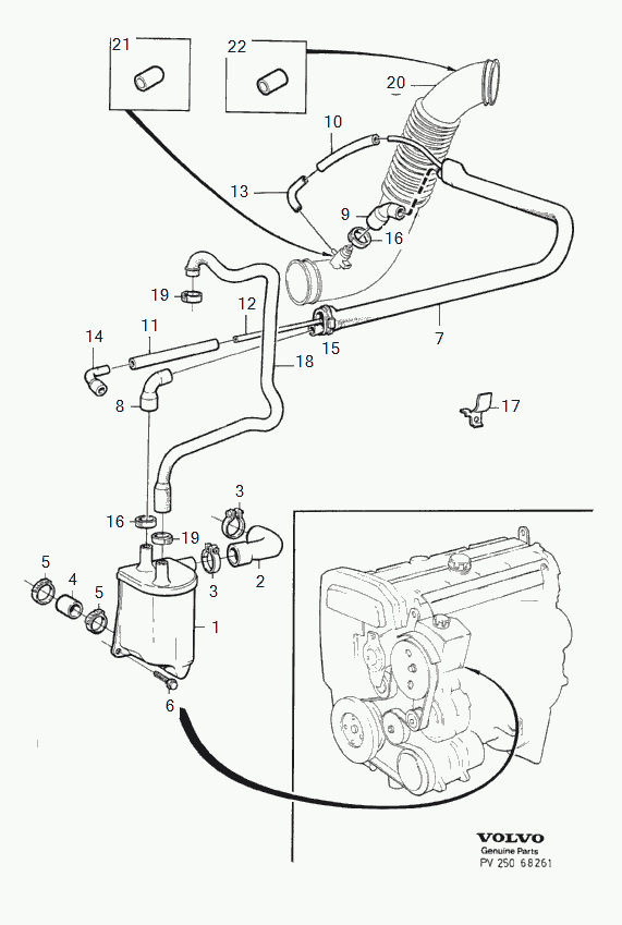 Volvo 977964 - Eļļas atdalītājs, Kartera ventilācija autodraugiem.lv