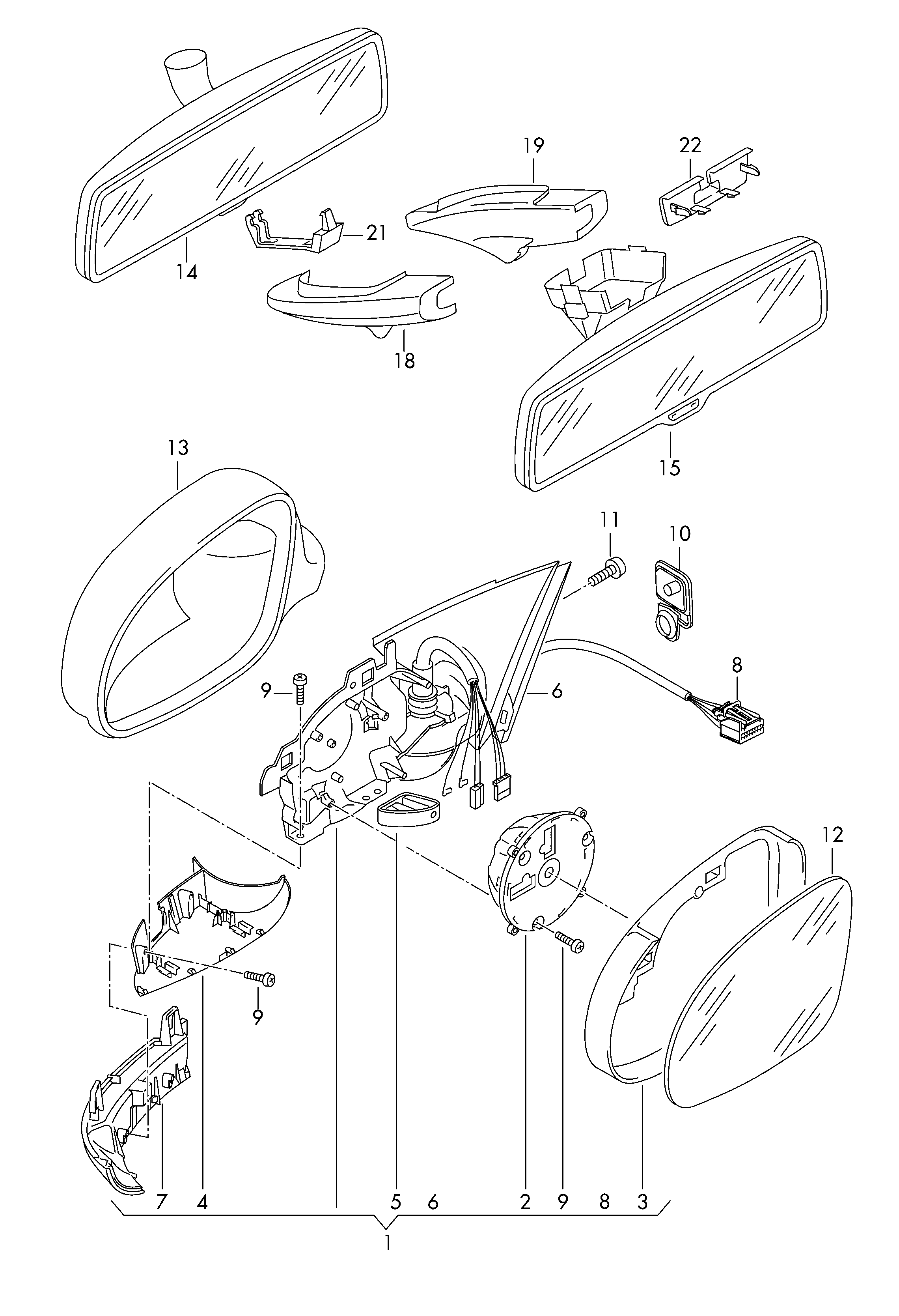 VW 3C0 857 522 - Spoguļstikls, Ārējais atpakaļskata spogulis autodraugiem.lv