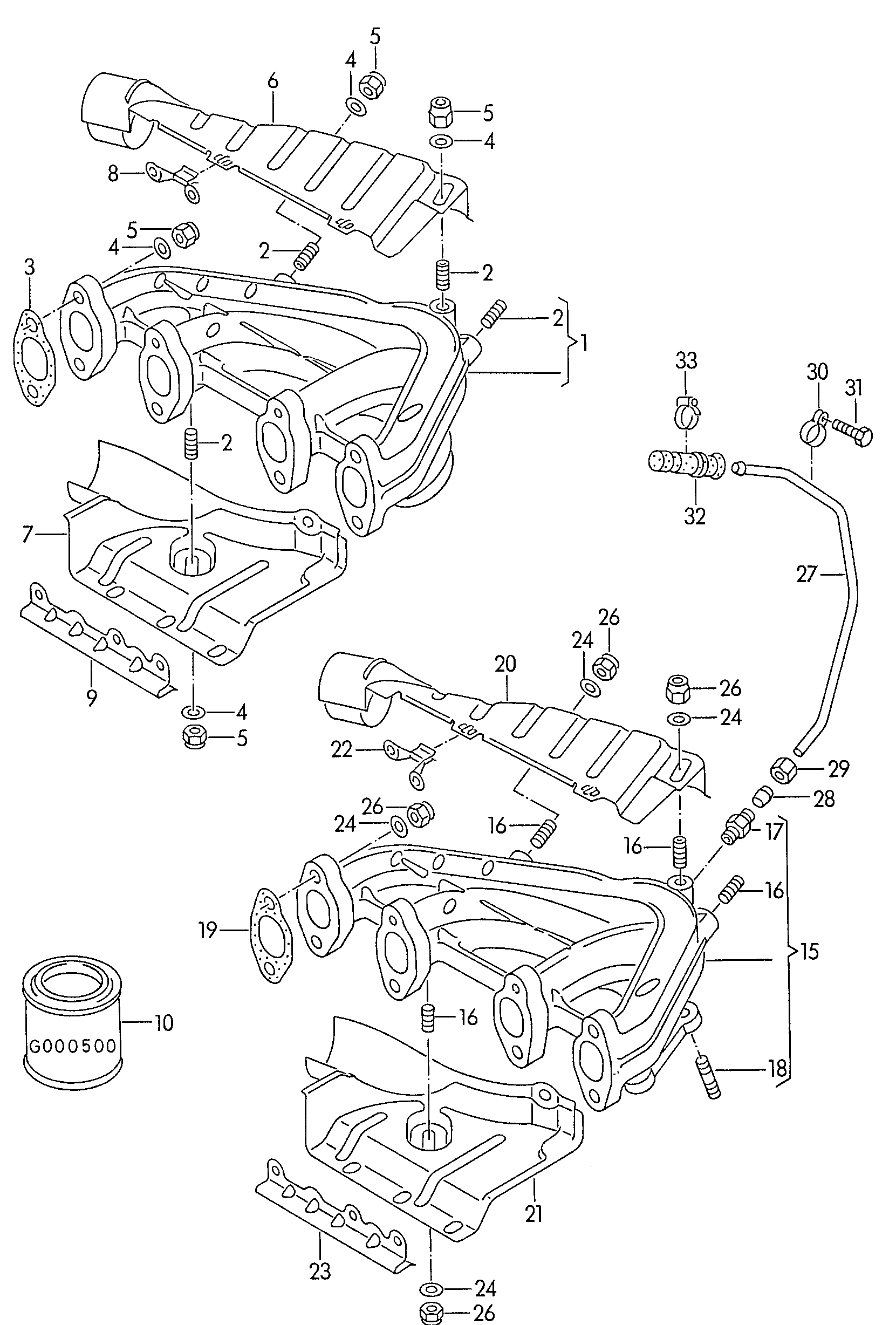 AUDI 028 129 589 B - Blīve, Izplūdes kolektors autodraugiem.lv