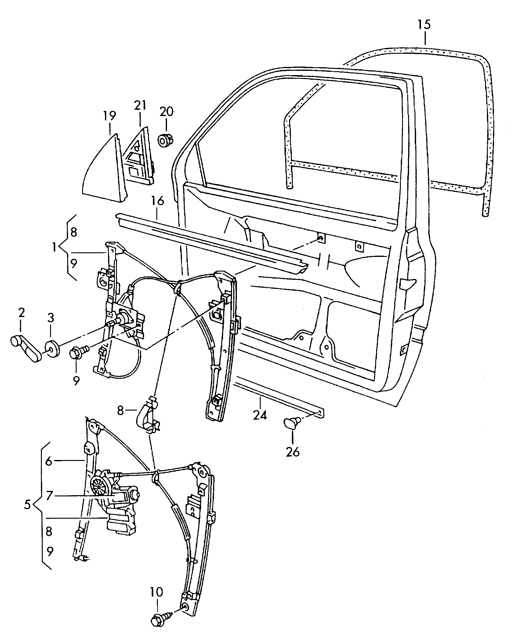 VW 1H0 837 401 B - Stikla pacelšanas mehānisms autodraugiem.lv