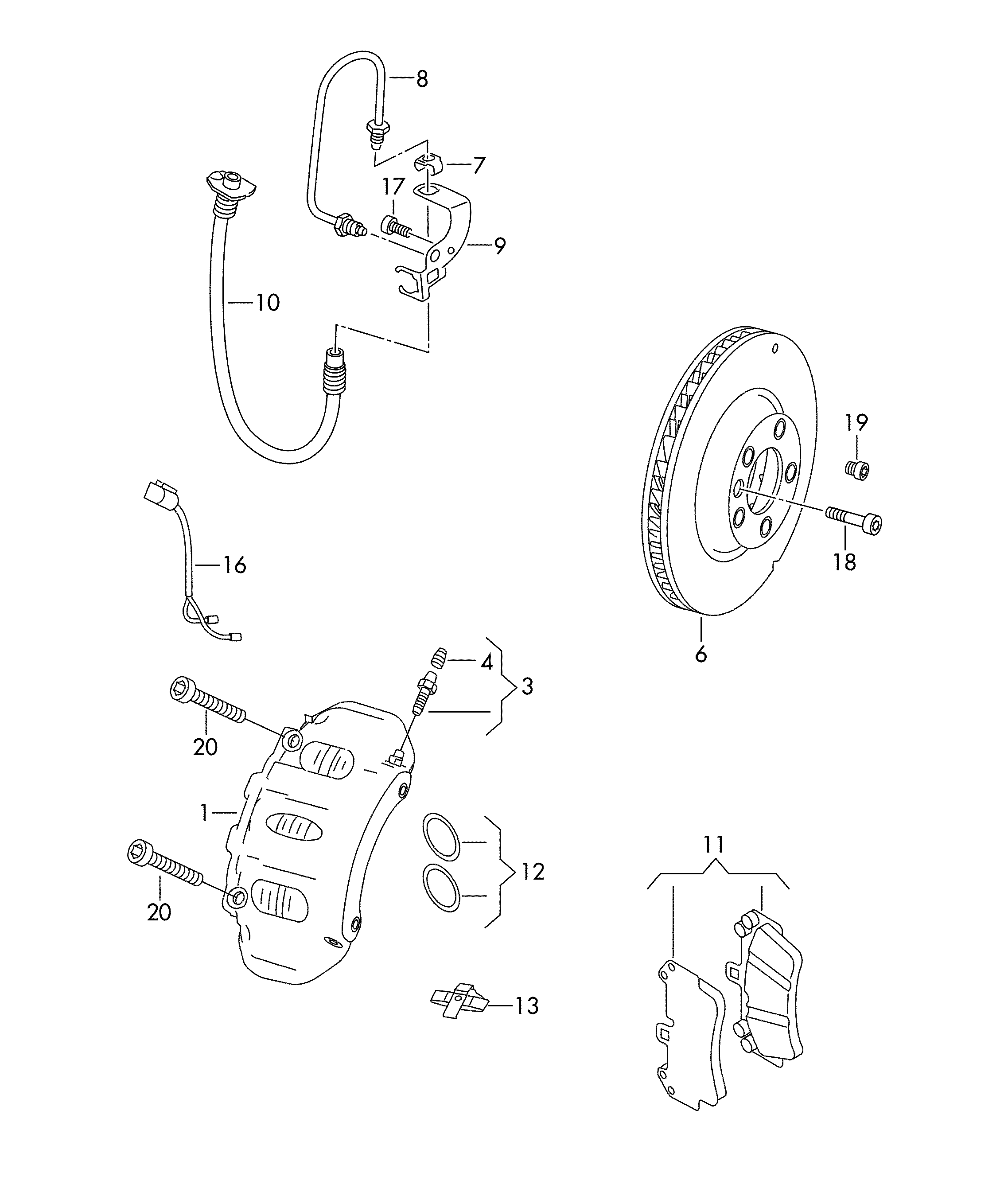 Skoda 7P6698451 - Bremžu uzliku kompl., Disku bremzes autodraugiem.lv