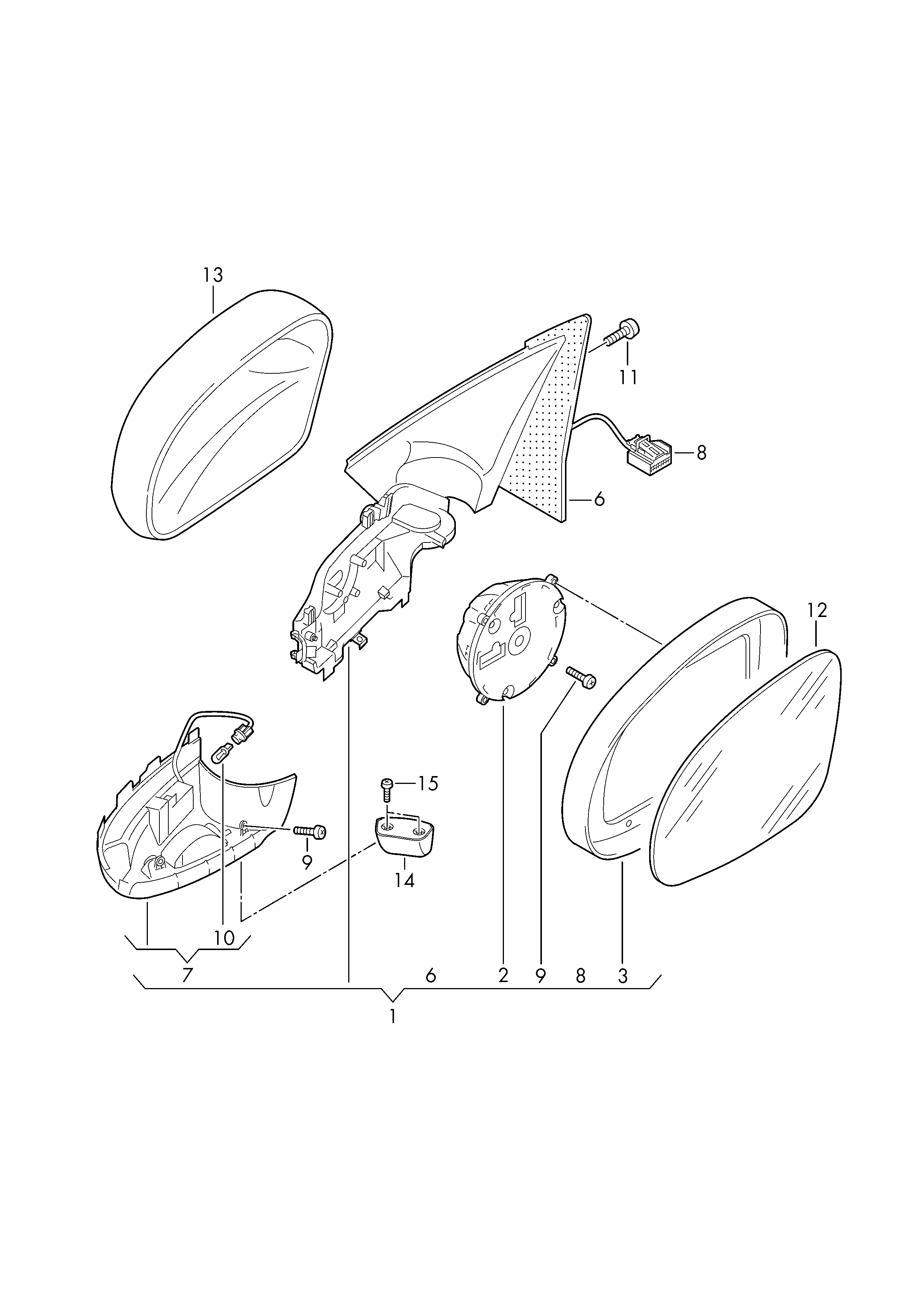 Seat 5N0 857 521 - Spoguļstikls, Ārējais atpakaļskata spogulis autodraugiem.lv