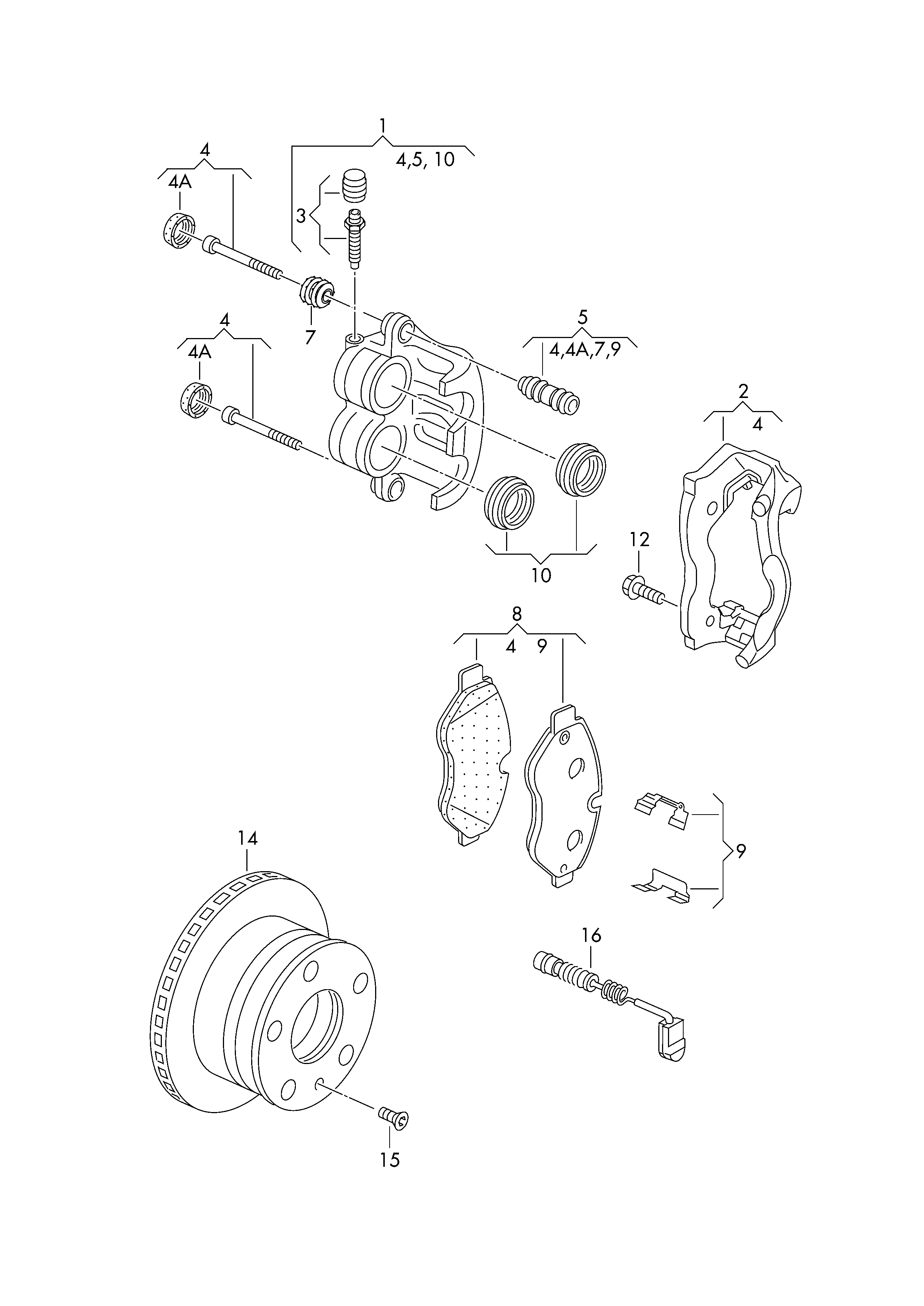 VAG 2E0698295 - Virzītājčaulu komplekts, Bremžu suports autodraugiem.lv