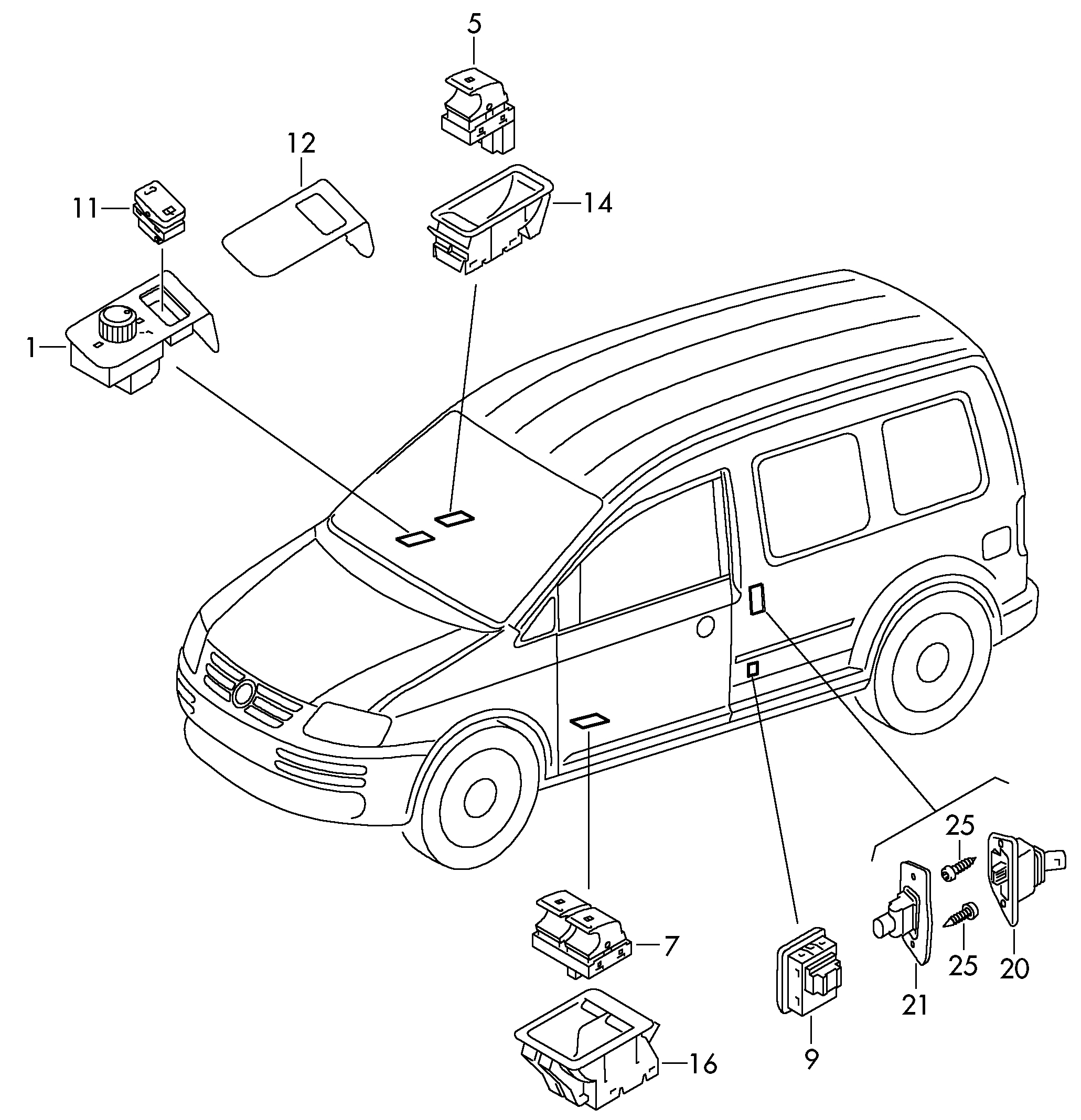 Seat 1K3959857C - Slēdzis, Stikla pacēlājmehānisms autodraugiem.lv