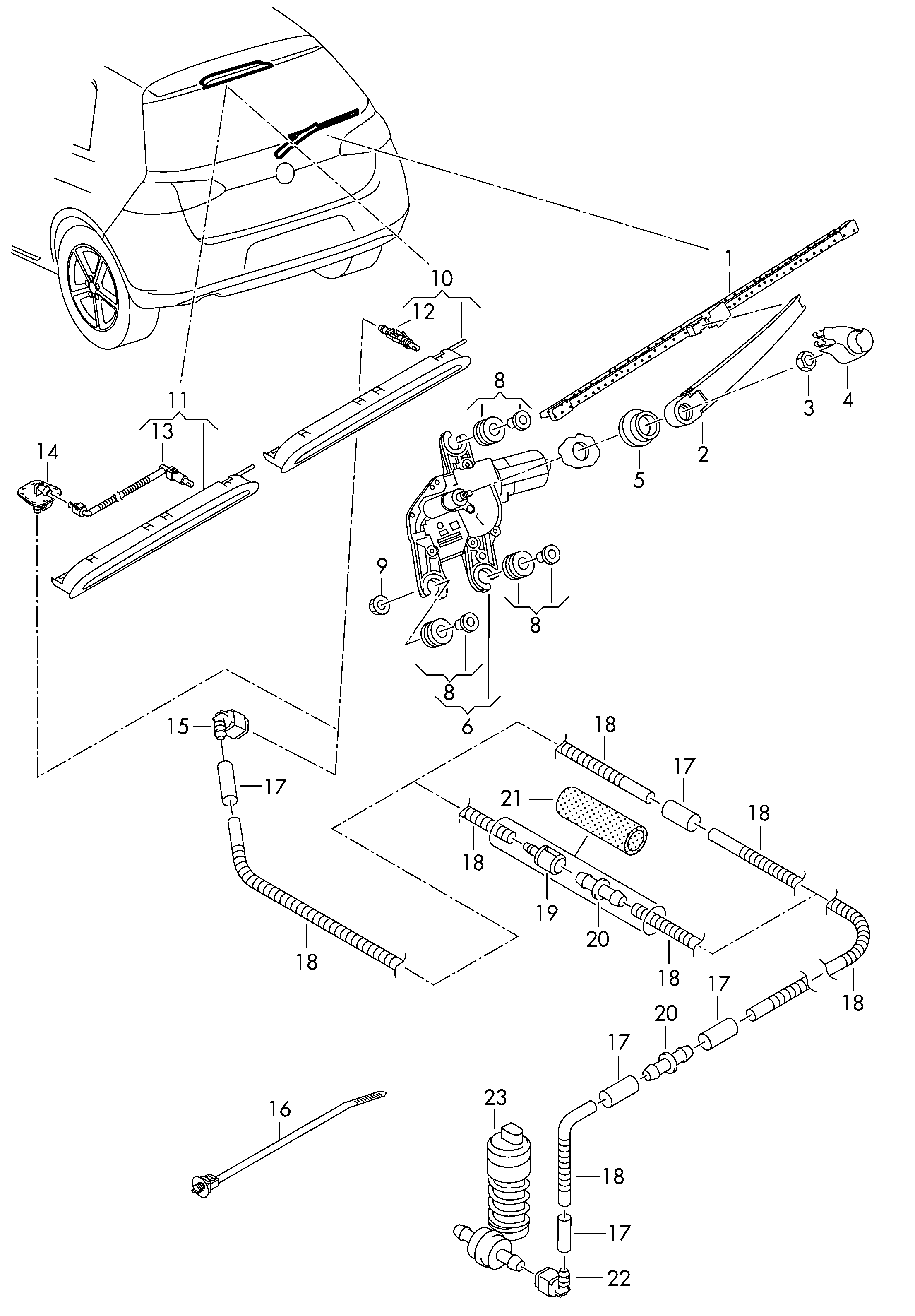 VAG 5GM 955 435 - Stikla tīrītāju sviru kompl., Stiklu tīrīšanas sistēma autodraugiem.lv