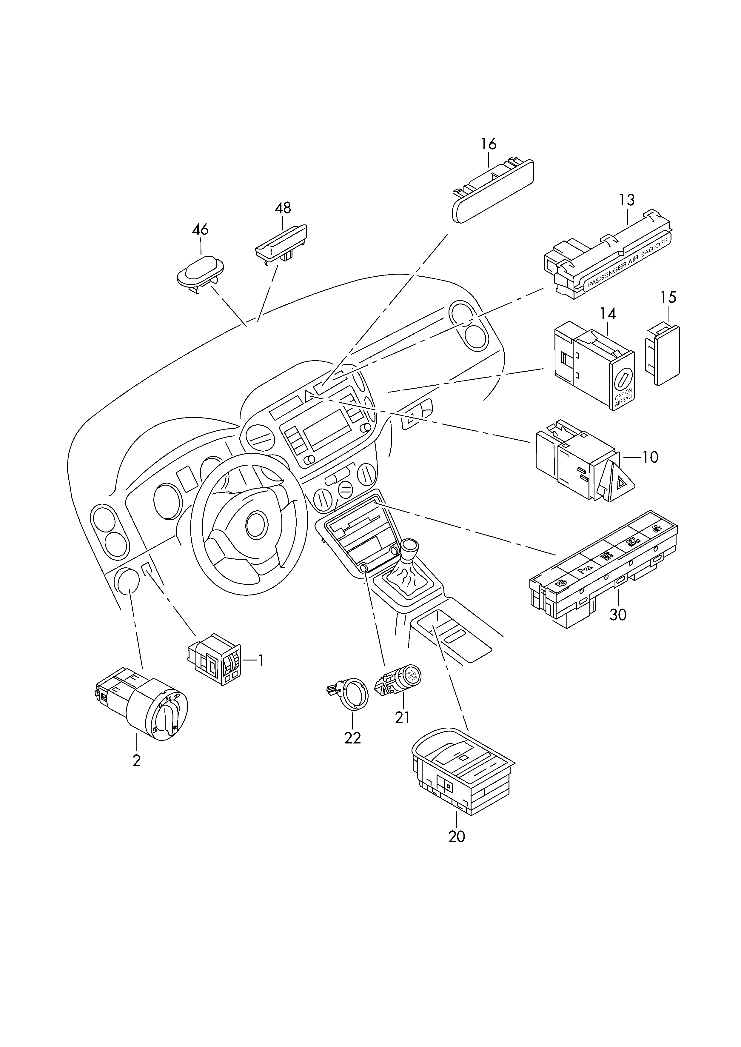 VW 3C8941431A - Slēdzis, Priekšējās gaismas autodraugiem.lv